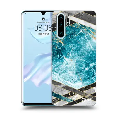 Átlátszó szilikon tok az alábbi mobiltelefonokra Huawei P30 Pro - Blue geometry