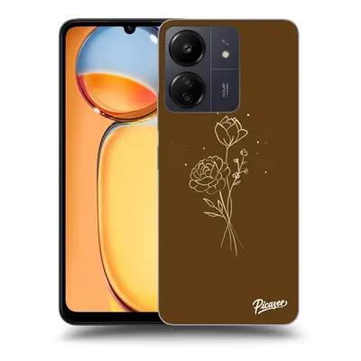 Átlátszó szilikon tok az alábbi mobiltelefonokra Xiaomi Redmi 13C 4G - Brown flowers