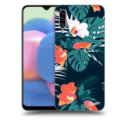 Fekete szilikon tok az alábbi mobiltelefonokra Samsung Galaxy A30s A307F - Monstera Color