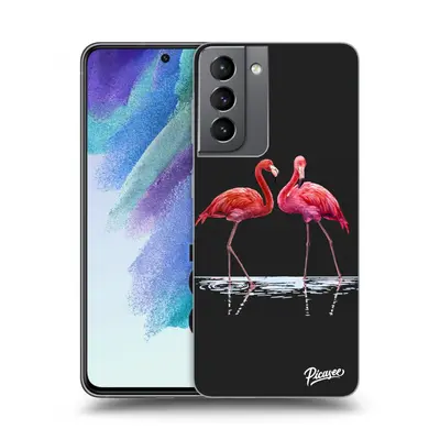 Fekete szilikon tok az alábbi mobiltelefonokra Samsung Galaxy S21 FE 5G - Flamingos couple