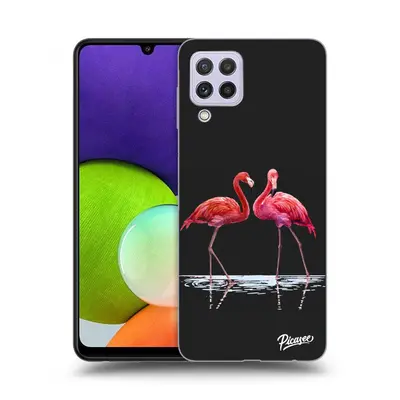 Fekete szilikon tok az alábbi mobiltelefonokra Samsung Galaxy A22 A225F 4G - Flamingos couple