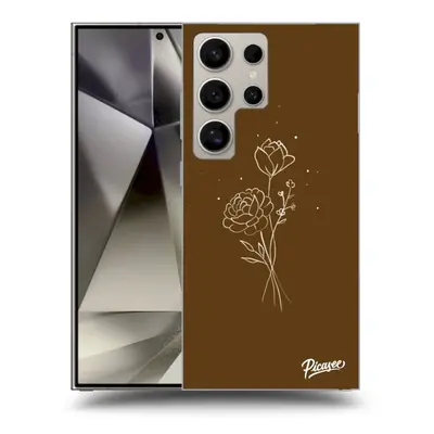 Átlátszó szilikon tok az alábbi mobiltelefonokra Samsung Galaxy S24 Ultra S928B 5G - Brown flowe