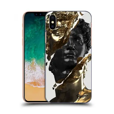 Átlátszó szilikon tok az alábbi mobiltelefonokra Apple iPhone X/XS - Gold - Black