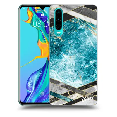 Fekete szilikon tok az alábbi mobiltelefonokra Huawei P30 - Blue geometry