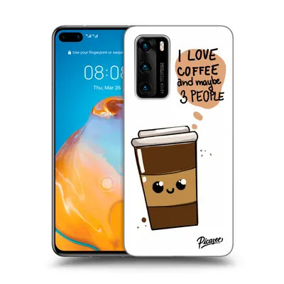 Fekete szilikon tok az alábbi mobiltelefonokra Huawei P40 - Cute coffee