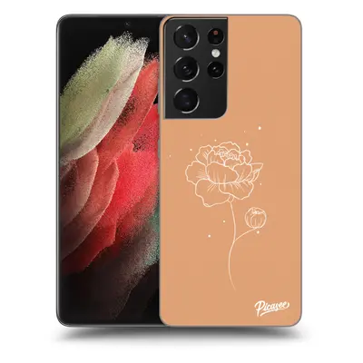 Fekete szilikon tok az alábbi mobiltelefonokra Samsung Galaxy S21 Ultra 5G G998B - Peonies