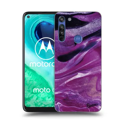 Átlátszó szilikon tok az alábbi mobiltelefonokra Motorola Moto G8 - Purple glitter