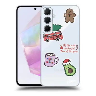 Átlátszó szilikon tok az alábbi mobiltelefonokra Samsung Galaxy A35 5G A356B - Christmas Sticker