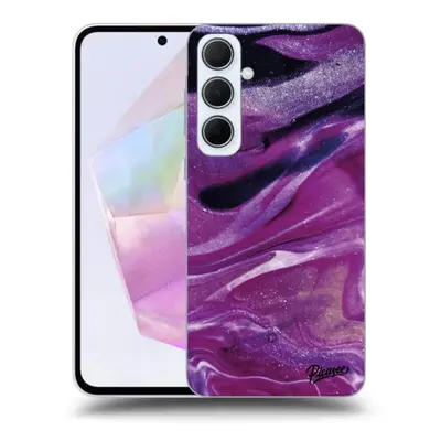 Átlátszó szilikon tok az alábbi mobiltelefonokra Samsung Galaxy A35 5G A356B - Purple glitter