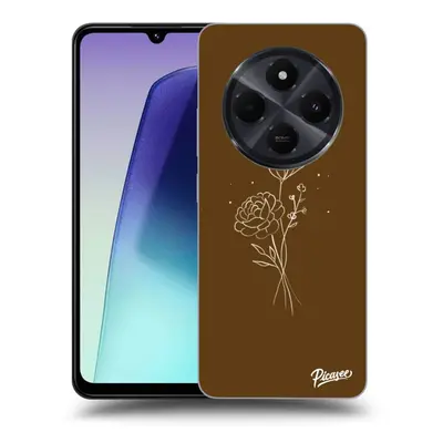 Átlátszó szilikon tok az alábbi mobiltelefonokra Xiaomi Redmi 14C - Brown flowers