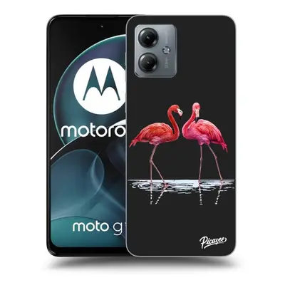 Fekete szilikon tok az alábbi mobiltelefonokra Motorola Moto G14 - Flamingos couple