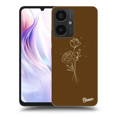 Átlátszó szilikon tok az alábbi mobiltelefonokra Xiaomi Redmi 13C 5G - Brown flowers